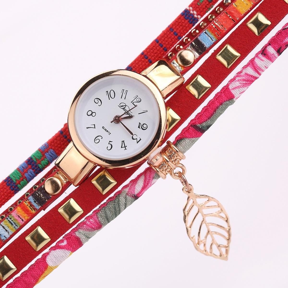 Leaf Pendant Quartz Bracelet Watch for Women - Brown