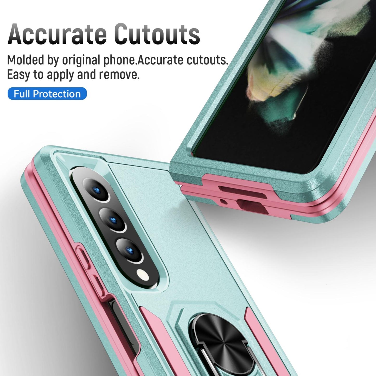 For Samsung Galaxy Z Fold4 5G Shockproof Case With Holder - Pc Tpu - Red + Rose Red