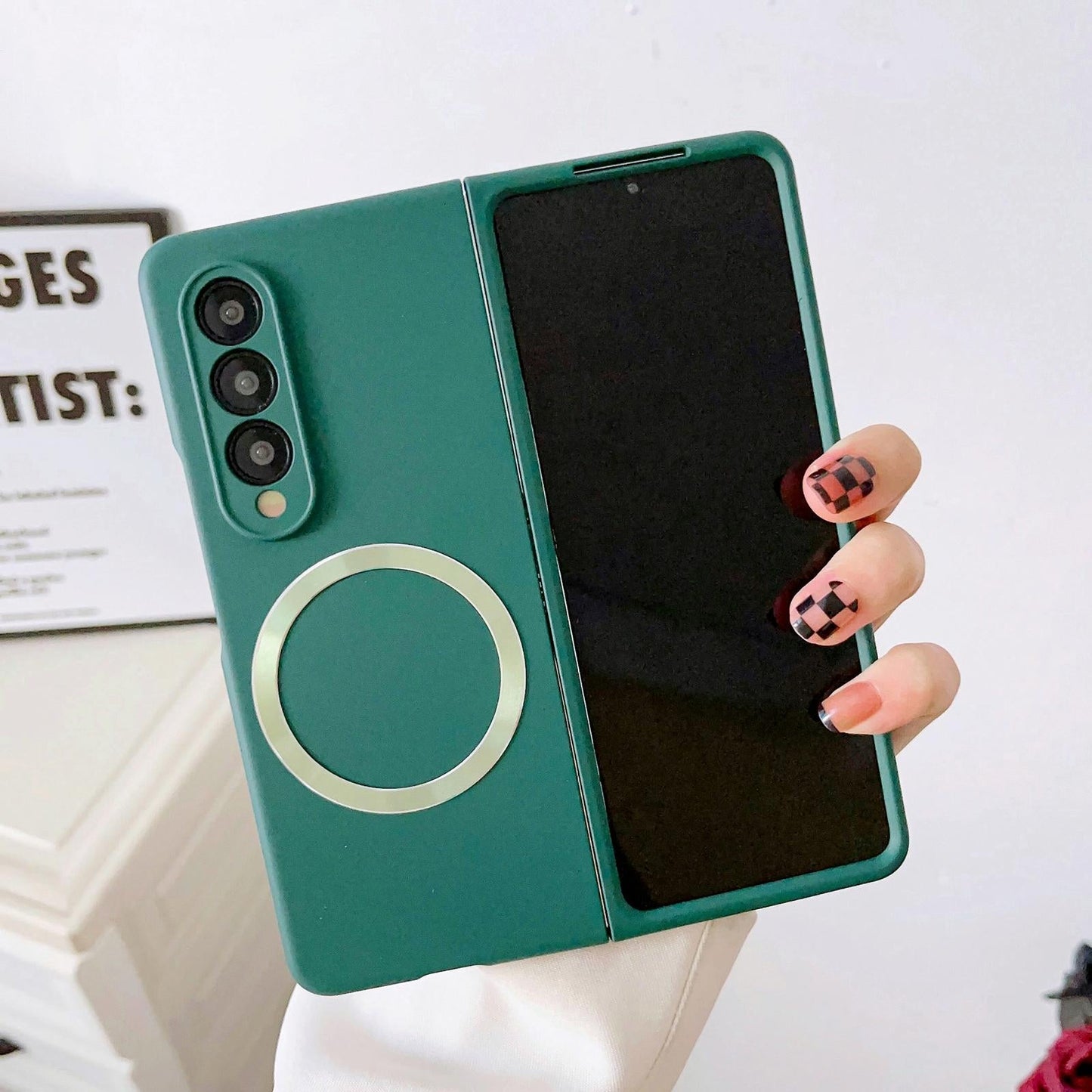 For Samsung Galaxy Z Fold4 5G Magnetic Skin Case - Magsafe - Mint Green