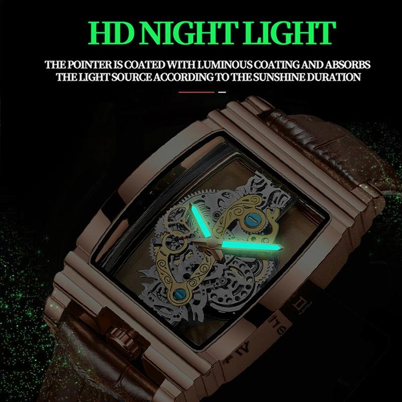 Waterproof Luminous Business Watch for Men - Gear Hollow Outdoor - Brown Leather Gold