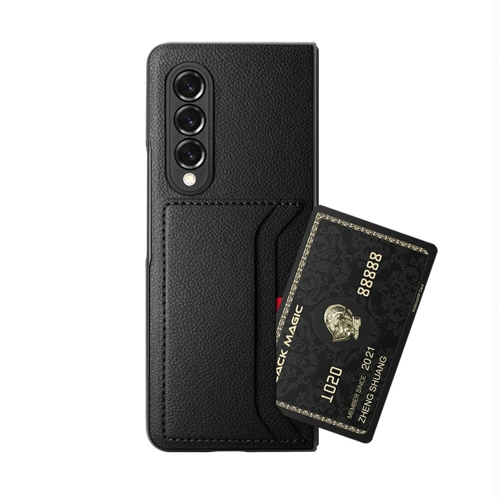 For Samsung Galaxy Z Fold4 5G Litchi Texture Microfiber Case - Blue