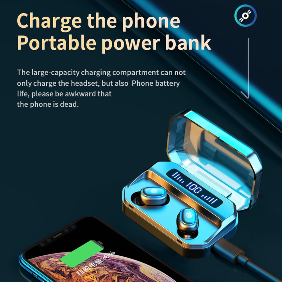 Wireless Bluetooth 5.0 Earbuds with Touch Display & Charging Case - Red