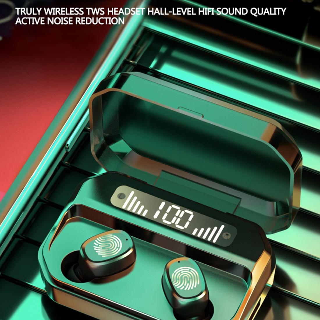 Wireless Bluetooth 5.0 Earbuds with Touch Display & Charging Case - Red