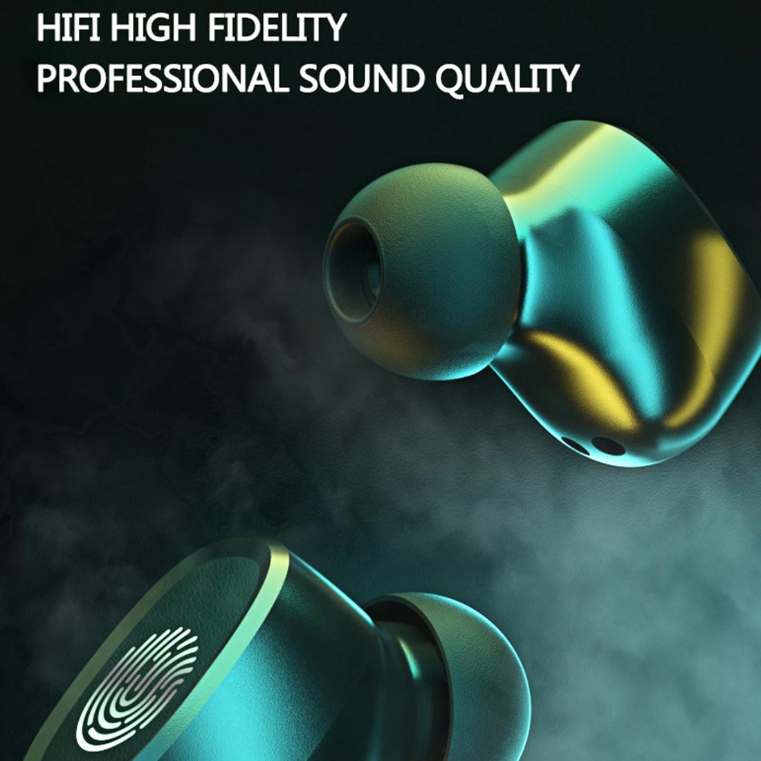 Wireless Bluetooth 5.0 Earbuds with Touch Display & Charging Case - Red