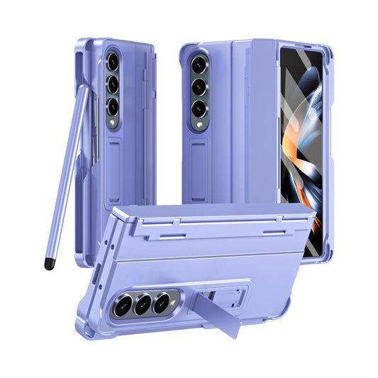 For Samsung Galaxy Z Fold4 5G Shockproof Diamond Case With Hinge And Pen - Purple