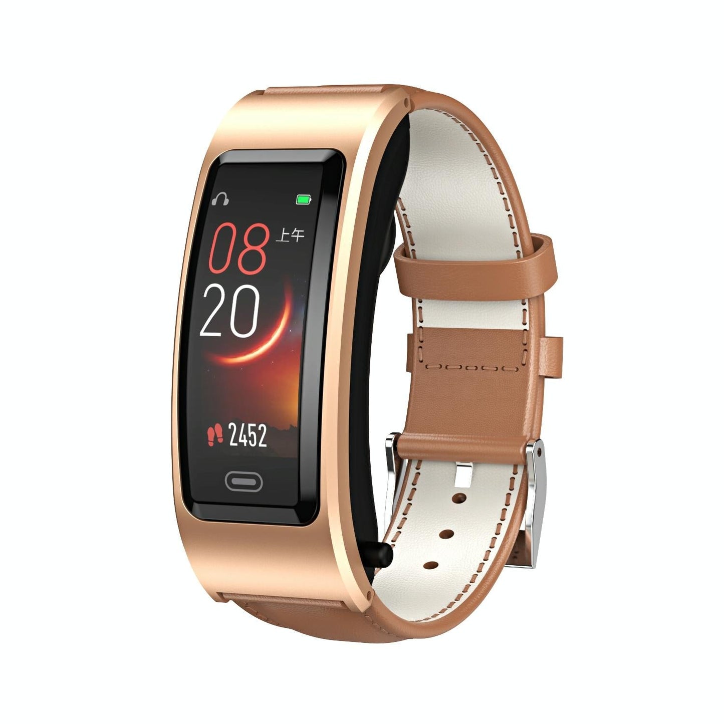 Bluetooth Sleep Heart Monitor Bracelet - B7 - Silver + Black Silicone Strap