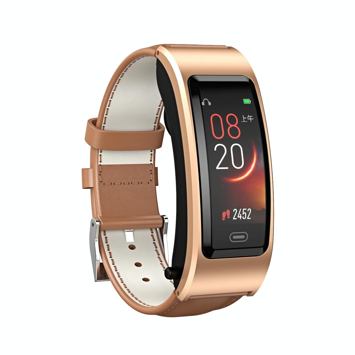 Bluetooth Sleep Heart Monitor Bracelet - B7 - Silver + Black Silicone Strap