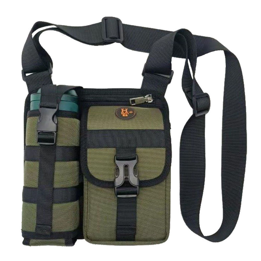 Vibe Geeks Waterproof Camping Wear Resistant Chest Crossbody Sling Shoulder Bags with Water Bottle Holder - Blue