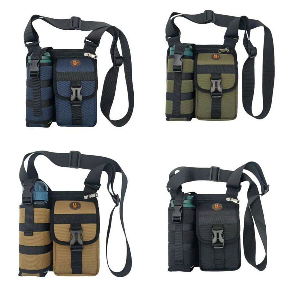 Vibe Geeks Waterproof Camping Wear Resistant Chest Crossbody Sling Shoulder Bags with Water Bottle Holder - Green