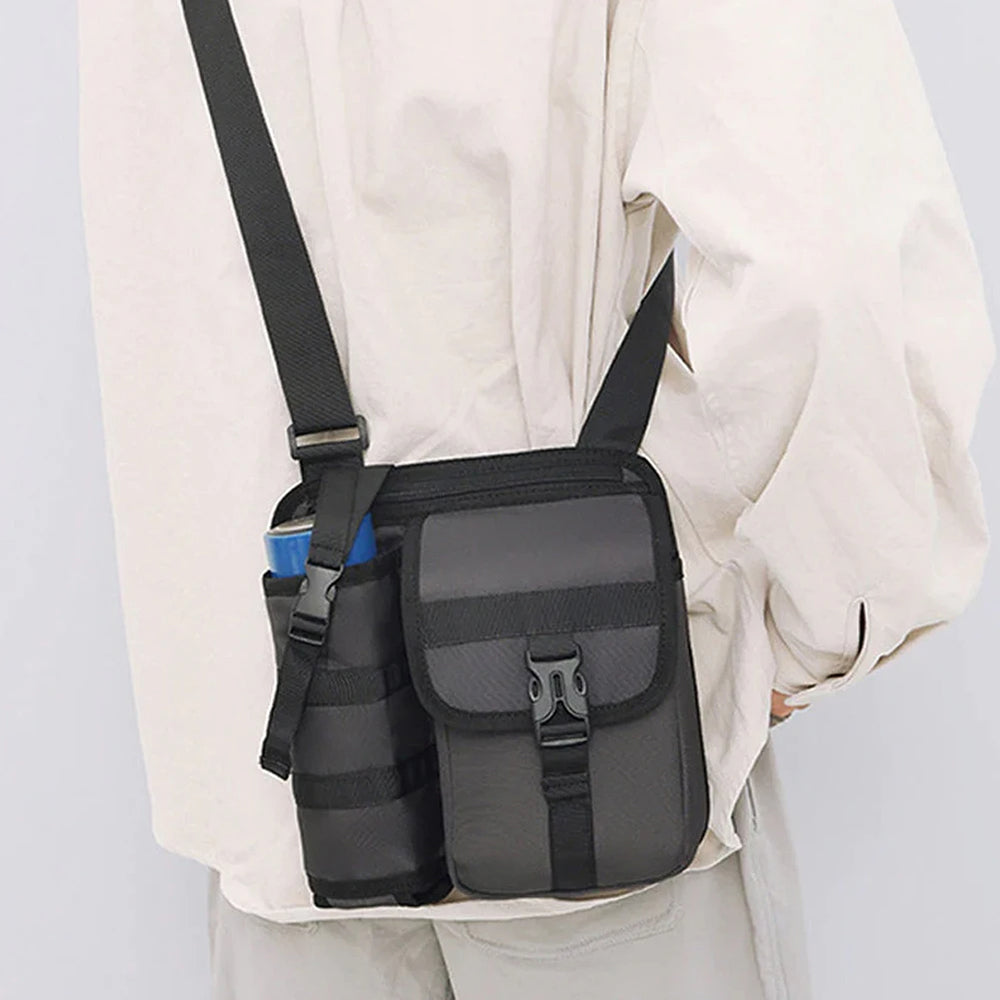 Vibe Geeks Waterproof Camping Wear Resistant Chest Crossbody Sling Shoulder Bags with Water Bottle Holder - Navy