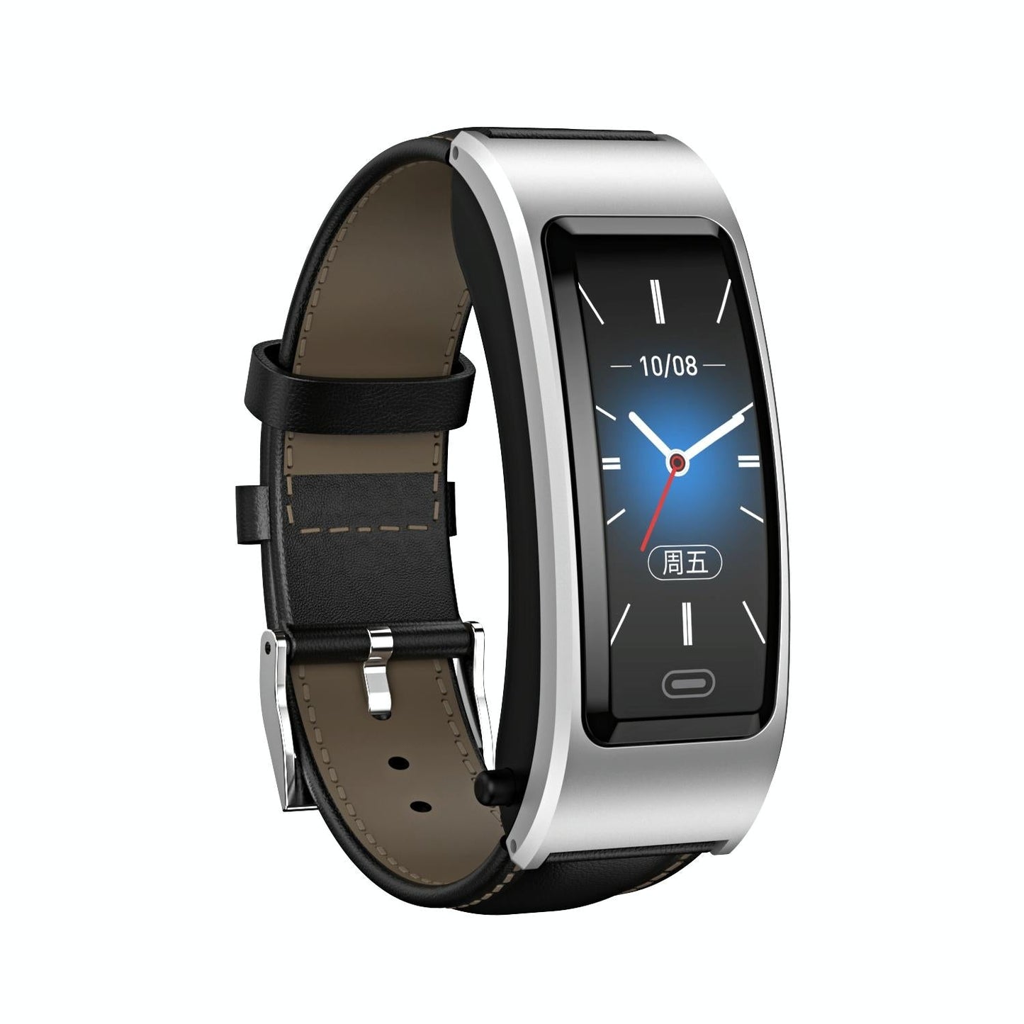 Bluetooth Sleep Heart Monitor Bracelet - B7 - Silver + Black Leather Belt