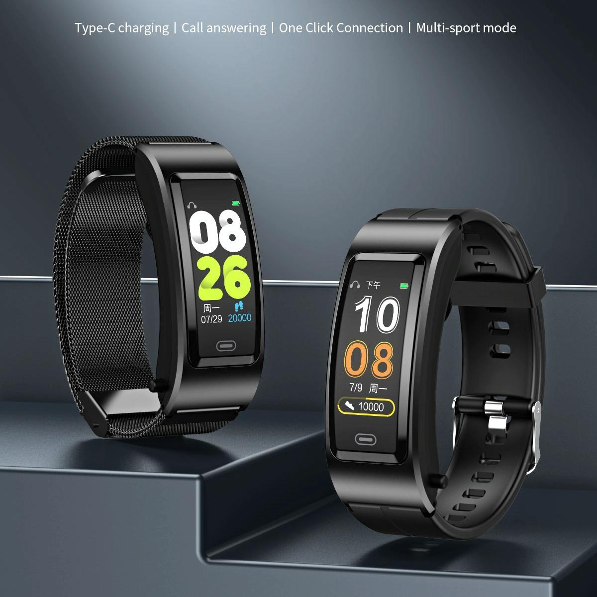 Bluetooth Sleep Heart Monitor Bracelet - B7 - Silver + Black Leather Belt