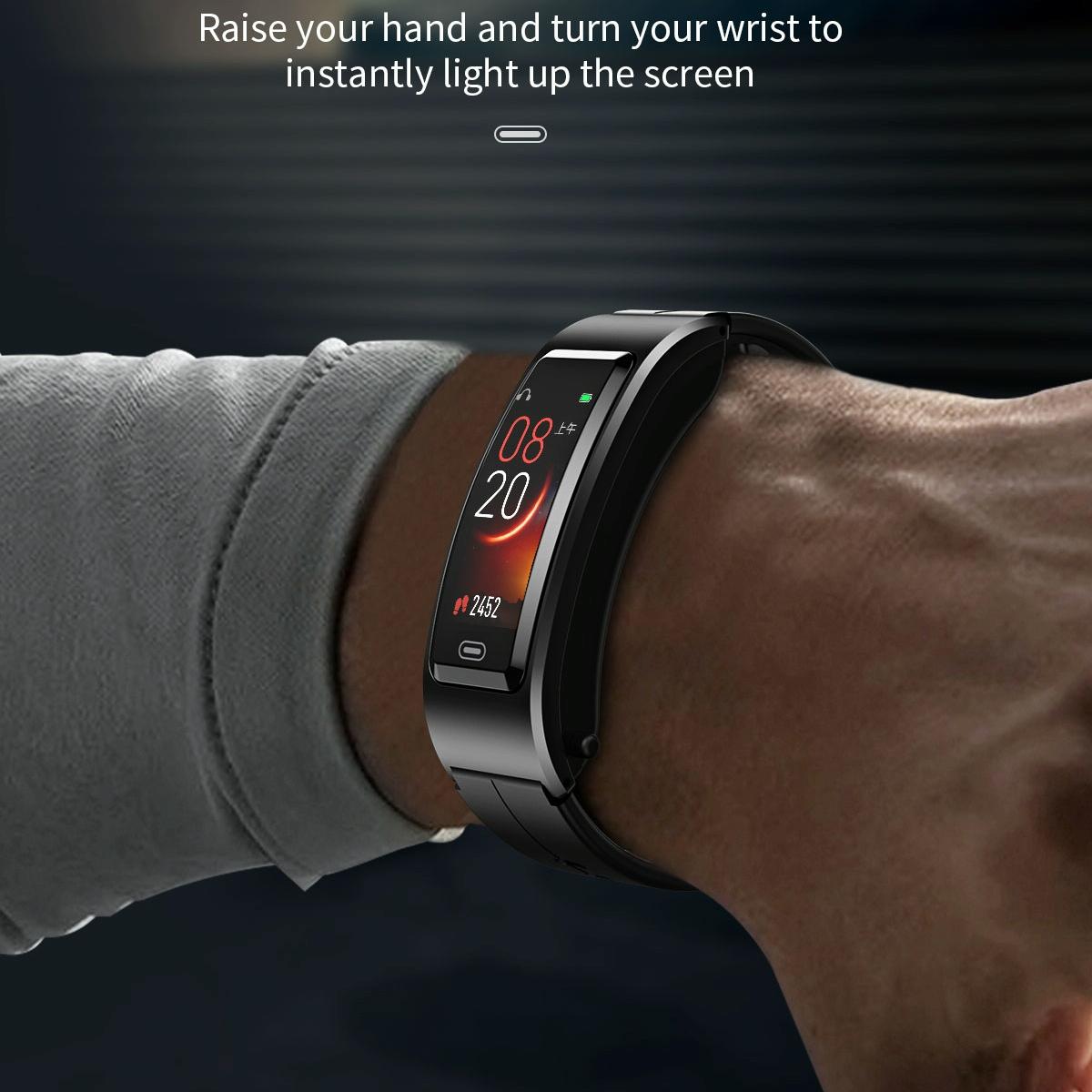 Bluetooth Sleep Heart Monitor Bracelet - B7 - Silver + Black Leather Belt