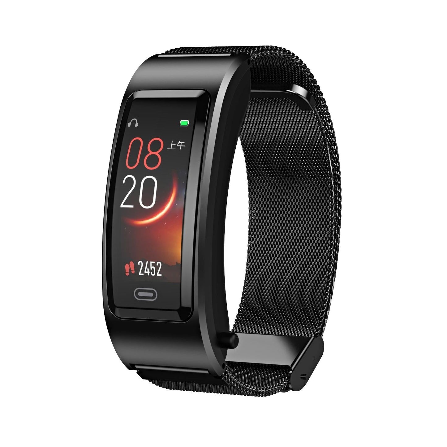 Bluetooth Sleep Heart Monitor Bracelet - B7 - Silver + Black Leather Belt