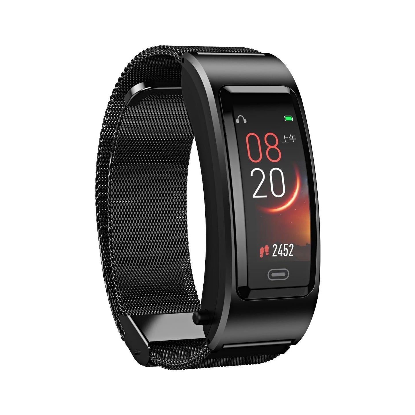 Bluetooth Sleep Heart Monitor Bracelet - B7 - Silver + Black Leather Belt