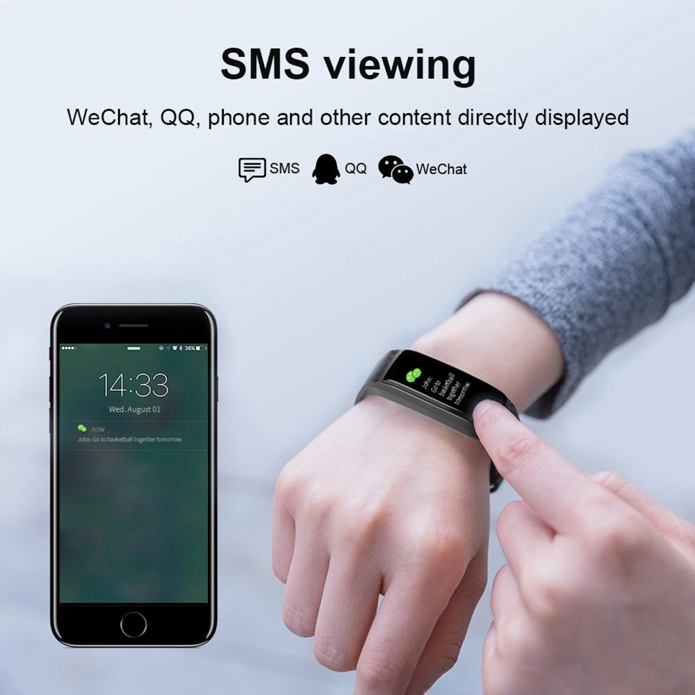 Smart Bracelet With Call Reminder Heart Rate & Sleep Monitoring - Ip67 Waterproof - Blue