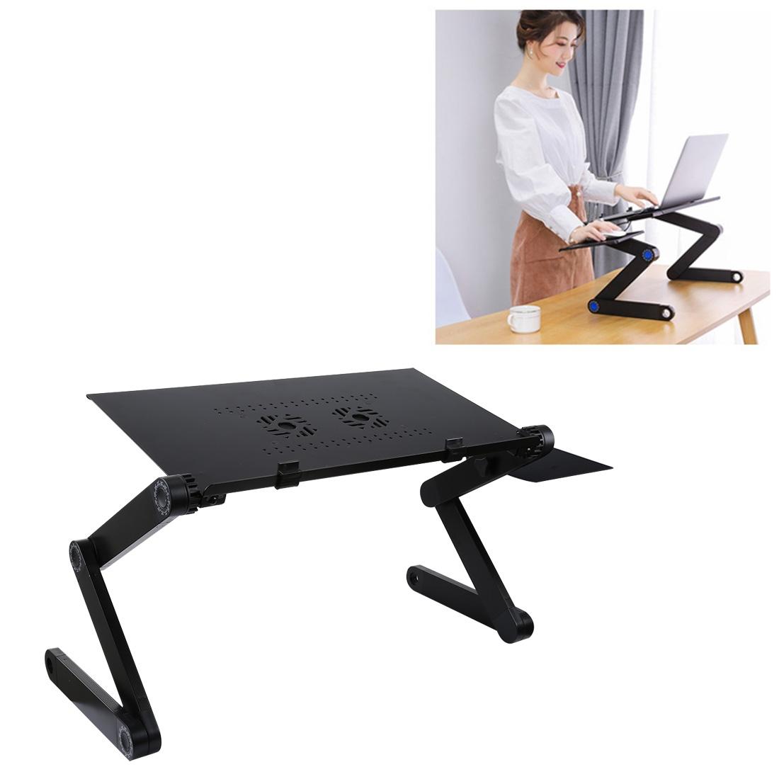 Adjustable Foldable Laptop Stand with Fans & Mouse Pad - Portable Aluminum - Red