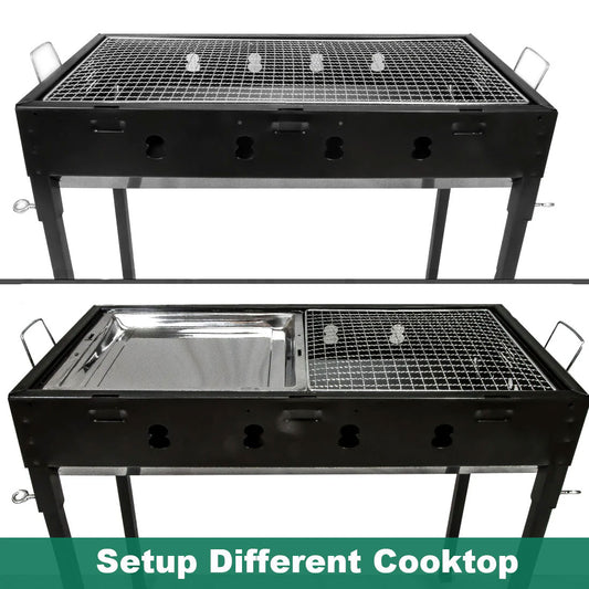 Large Portable Charcoal Outdoor BBQ Barbecue Grill Set