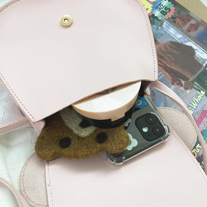 Adorable Bow Bear Crossbody Bag for Kids - Black Shoulder Bag 18*17*8cm