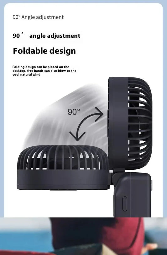 White Portable Handheld Fan with 2000mAh Battery - 3-in-1 Design for Desk, Handheld, and Hanging Use (Model Q3) - Mekamart Australia