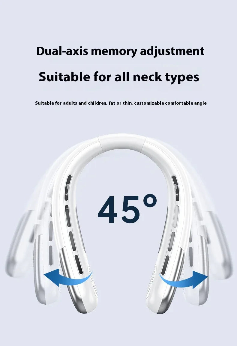 Digital Display Neck Fan - Rechargeable Portable Wearable Fan with Adjustable Speed- White 1200mAh - Mekamart Australia