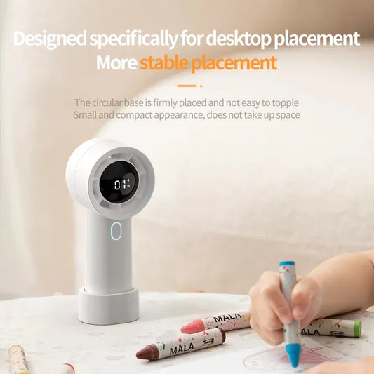 Blue Portable Mini Bladeless Fan - Rechargeable Handheld Fan with LED Display - Mekamart Australia