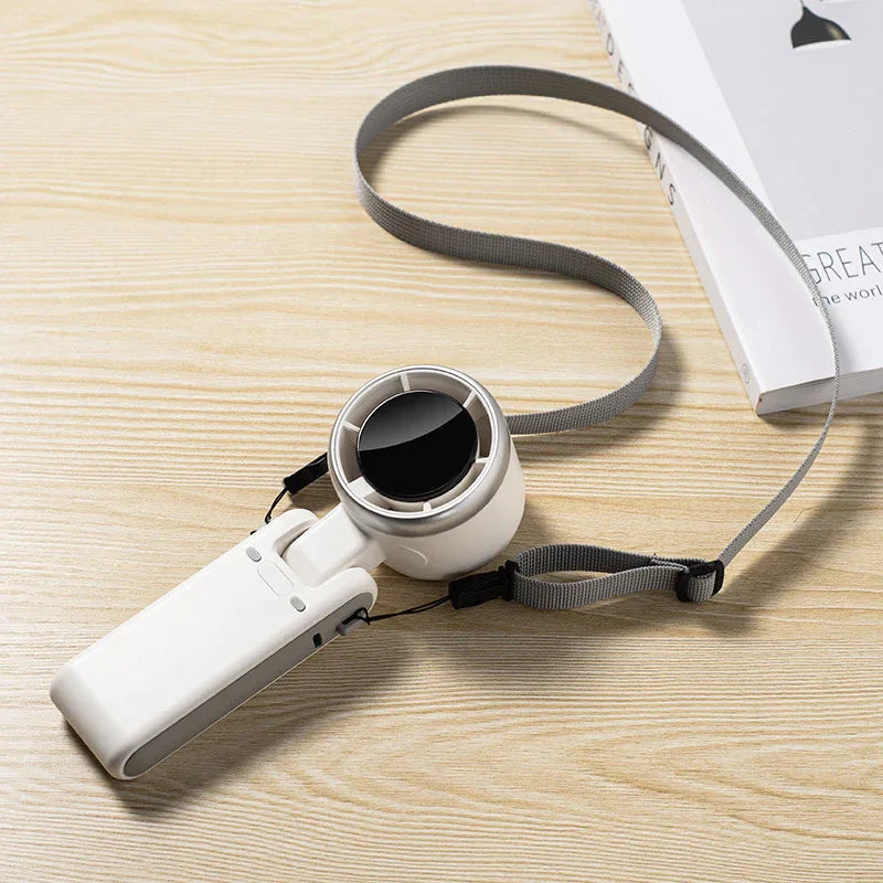 White Portable Handheld Mini Fan - USB Rechargeable Desktop Fan for Outdoor and Indoor Use - Mekamart Australia