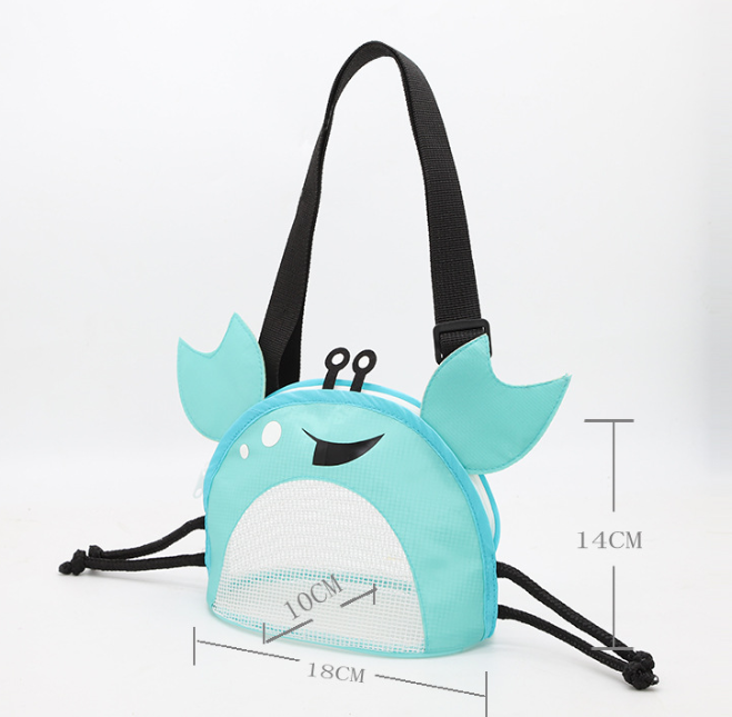 3 PCS Red Cute Crab Mesh Beach Bag for Kids - Shell Collecting Sand Toy Bag for Toddlers