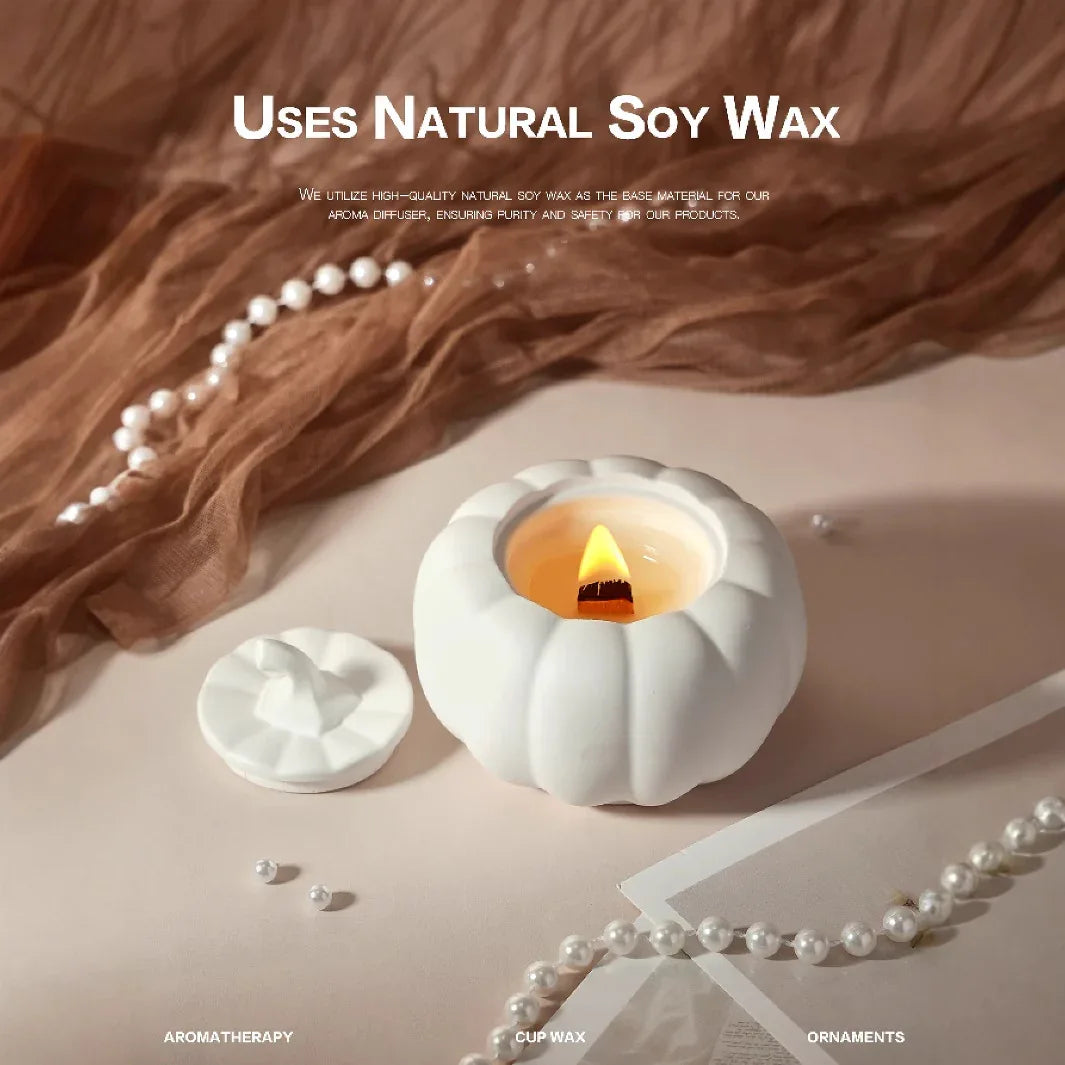 (Lime Basil Citrus)Ceramic Pumpkin Candle with Lid - Home Decor and Gift Ideas - Mekamart Australia