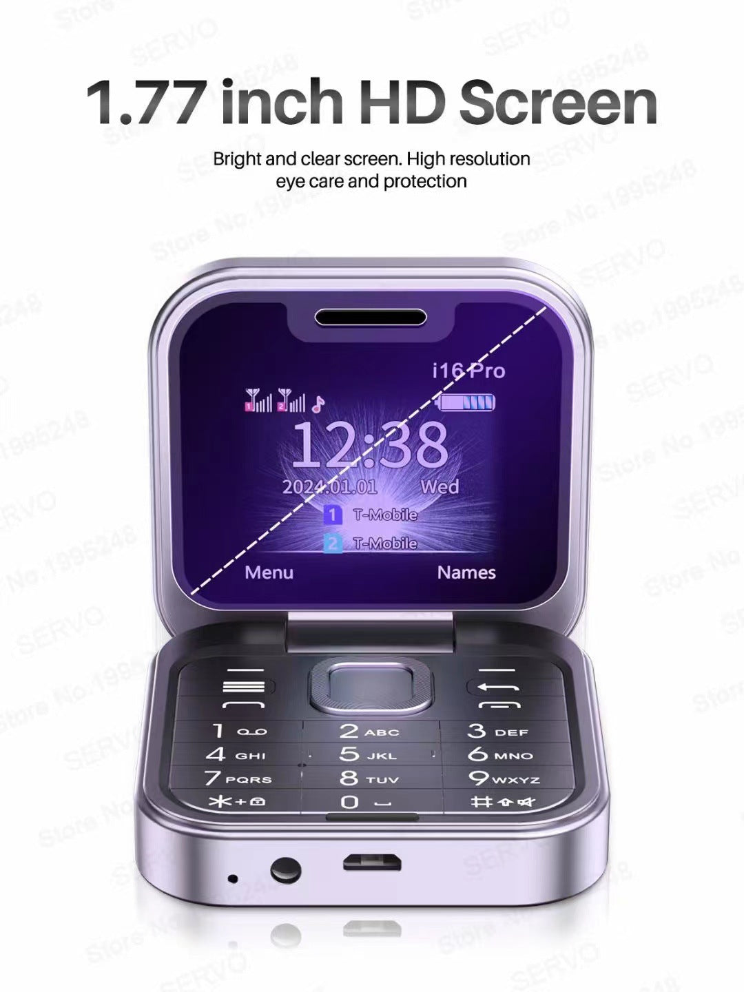 i16 Pro Mini Flip Phone - Dual SIM, AI Lens Digital Camera, Compact & Stylish Design(Gold)
