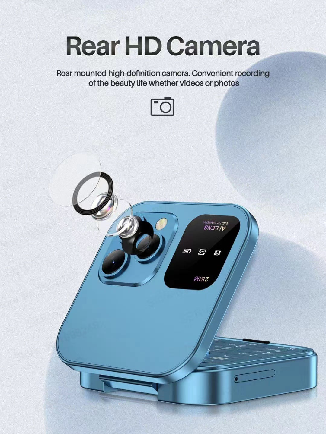 i16 Pro Mini Flip Phone - Dual SIM, AI Lens Digital Camera, Compact & Stylish Design(Purple)