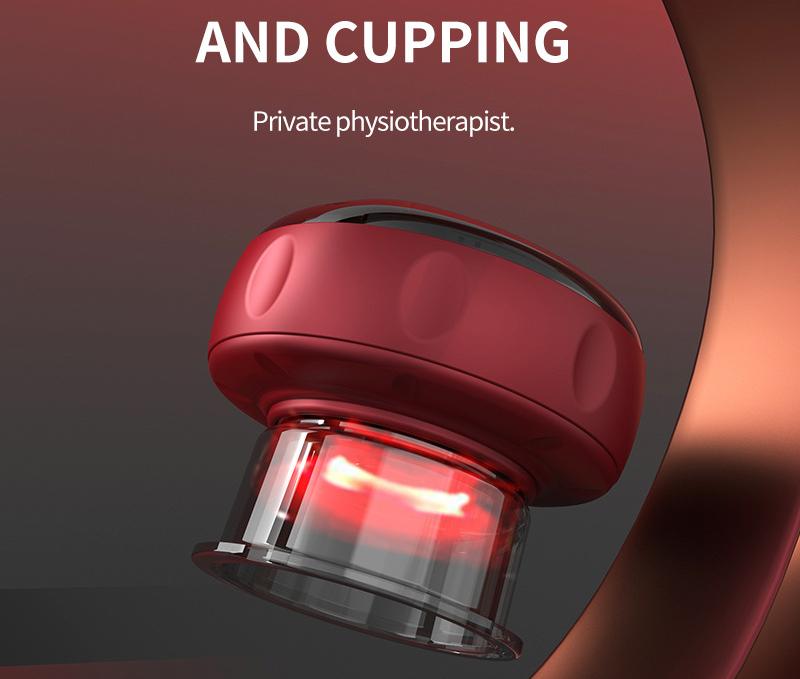 Smart Electric Cupping Therapy Massager - Adjustable Suction & Heat, Red Light Therapy, USB-C Rechargeable(White)