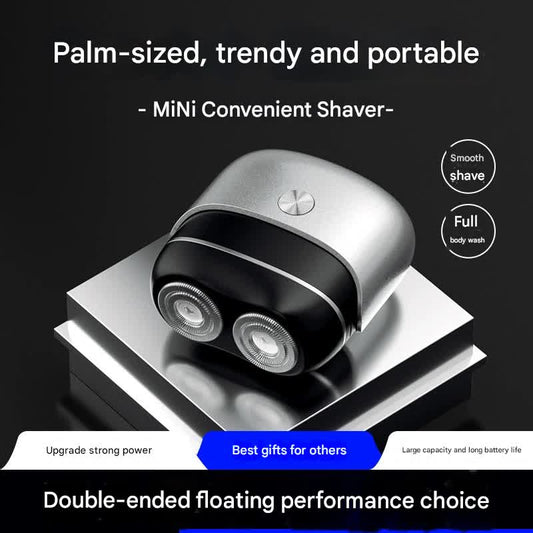 Mini Portable Electric Shaver - Dual Floating Heads, USB-C Fast Charge, Waterproof, Magnetic Design(Blue)