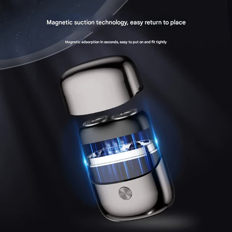Mini Portable Electric Shaver - Dual Floating Heads, USB-C Fast Charge, Waterproof, Magnetic Design(Blue)