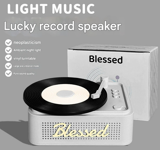 Retro Vinyl Bluetooth Speaker with Ambient Night Light - TF Card & AUX Support(Gray)