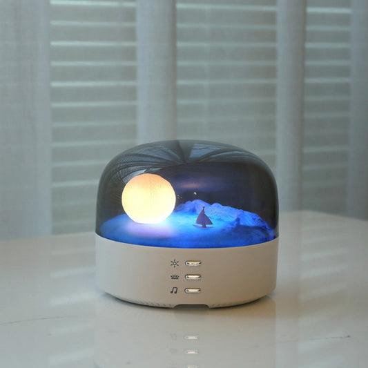 Moon Landscape Bluetooth Speaker & Night Light - Adjustable Brightness & Tones, 1200mAh Battery(white)