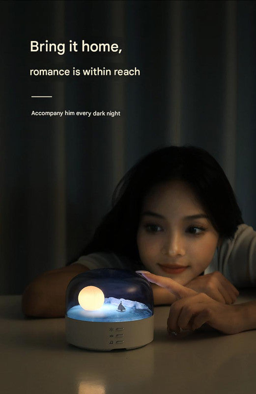 Moon Landscape Bluetooth Speaker & Night Light - Adjustable Brightness & Tones, 1200mAh Battery(white)