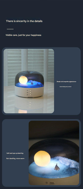 Moon Landscape Bluetooth Speaker & Night Light - Adjustable Brightness & Tones, 1200mAh Battery(white)