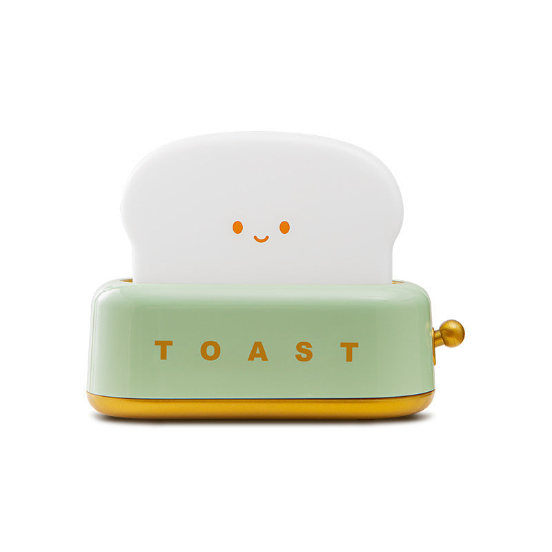 Adorable Toast-Shaped LED Night Light - Dimmable, Timer, USB-C Rechargeable, Long Battery Life(Green)