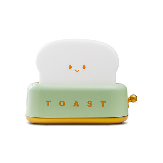 Adorable Toast-Shaped LED Night Light - Dimmable, Timer, USB-C Rechargeable, Long Battery Life(Green)