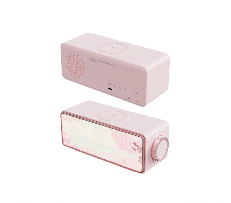 3-in-1 Painting Light Speaker with 15W Wireless Charger & White Noise - Bluetooth, Dimmable Night Light(Pink)