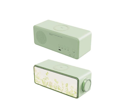 3-in-1 Painting Light Speaker with 15W Wireless Charger & White Noise - Bluetooth, Dimmable Night Light(Green)