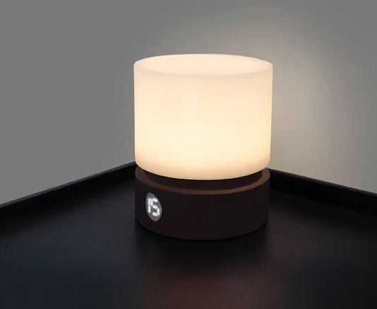 Cylindrical LED Night Light with Timer & Stepless Dimming - USB-C Rechargeable, 1200mAh Battery(Brown)