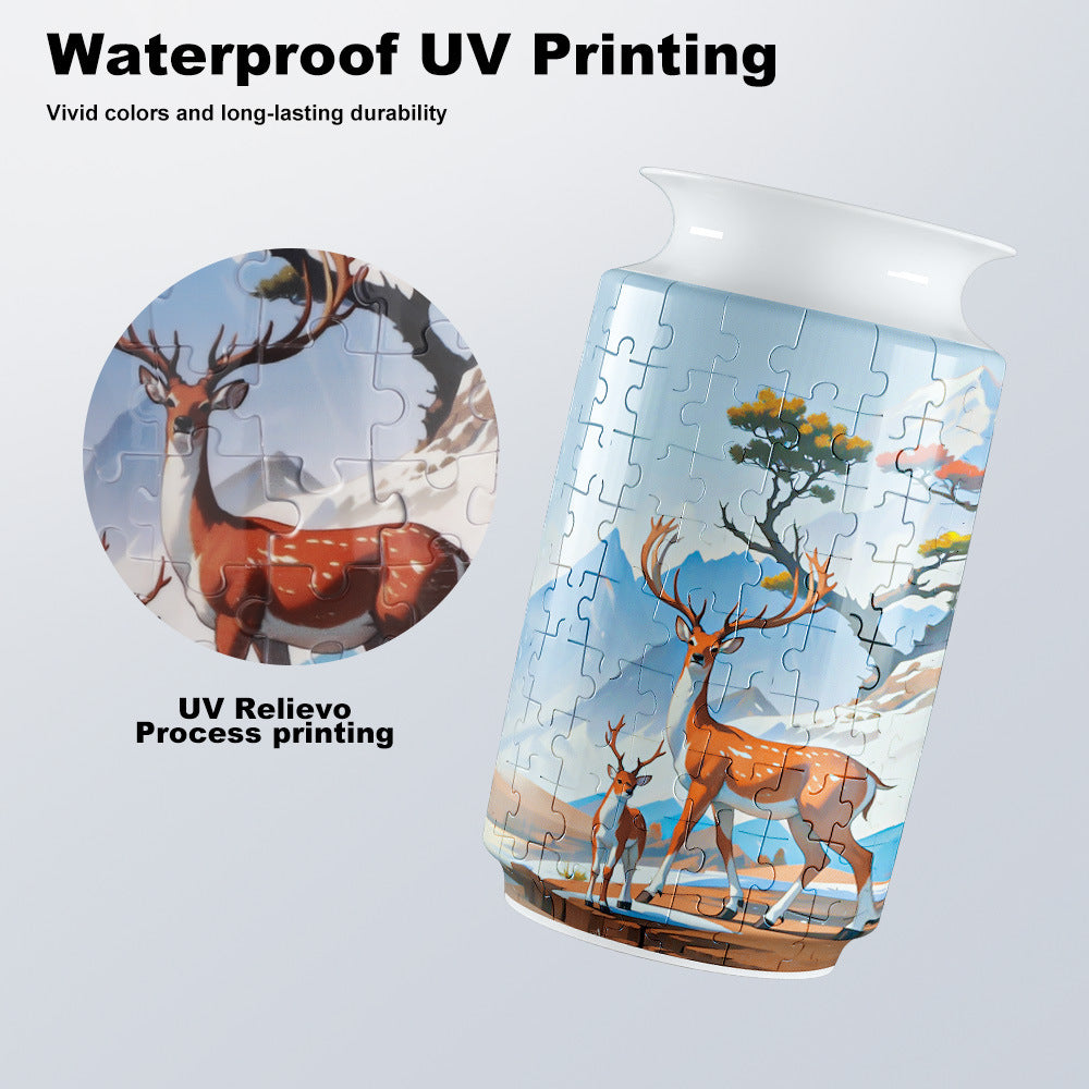 Colorful Style 1 DIY 3D Puzzle Vase - Creative Jigsaw Flower Holder with Waterproof Liner - Decorative Home Accent & Unique Gift