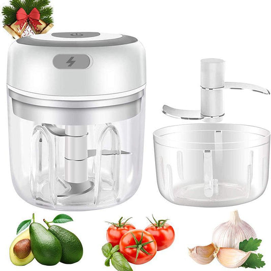 Green Compact Cordless Electric Mini Food Chopper Set - USB Rechargeable Garlic Masher & Veggie Dicer (100ml & 250ml)