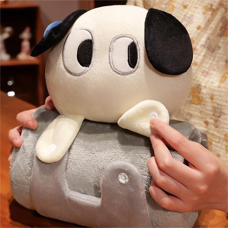 Plush 2-in-1 Pillow Blanket - Adorable Design for Cozy Comfort(White Cat)