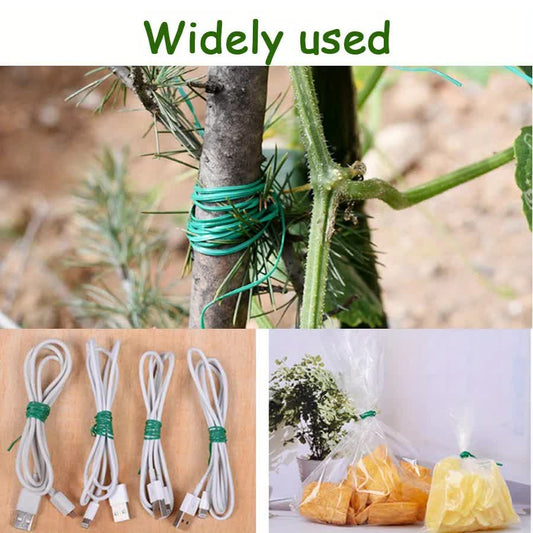 4-Rolls 100M Multifunctional Plastic Steel Twist Tie with Cutter - Sturdy Reusable Plant Support & Climbing Vine Tie