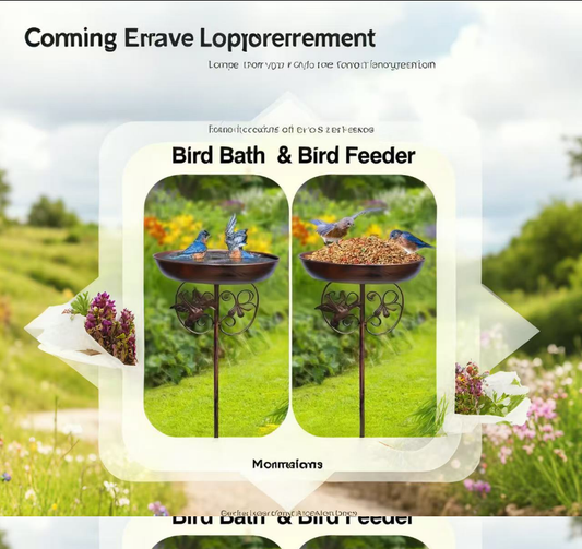 Antique Bronze Color Metal Bird Bath Stake Garden Feeder 79cm Copper Finish with Hummingbird Decor 5-Prong Base for Outdoor Lawns and Backyards