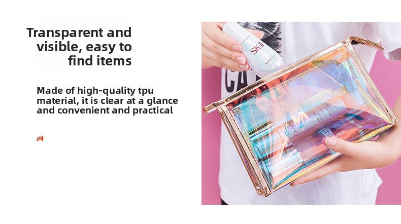 4 PCS Holographic Mini Coin Purses - Iridescent TPU Keyring Pouch - Waterproof Clear Storage for Earbuds, Lipstick & Keys - Small Rectangular Bag Charm 9cm