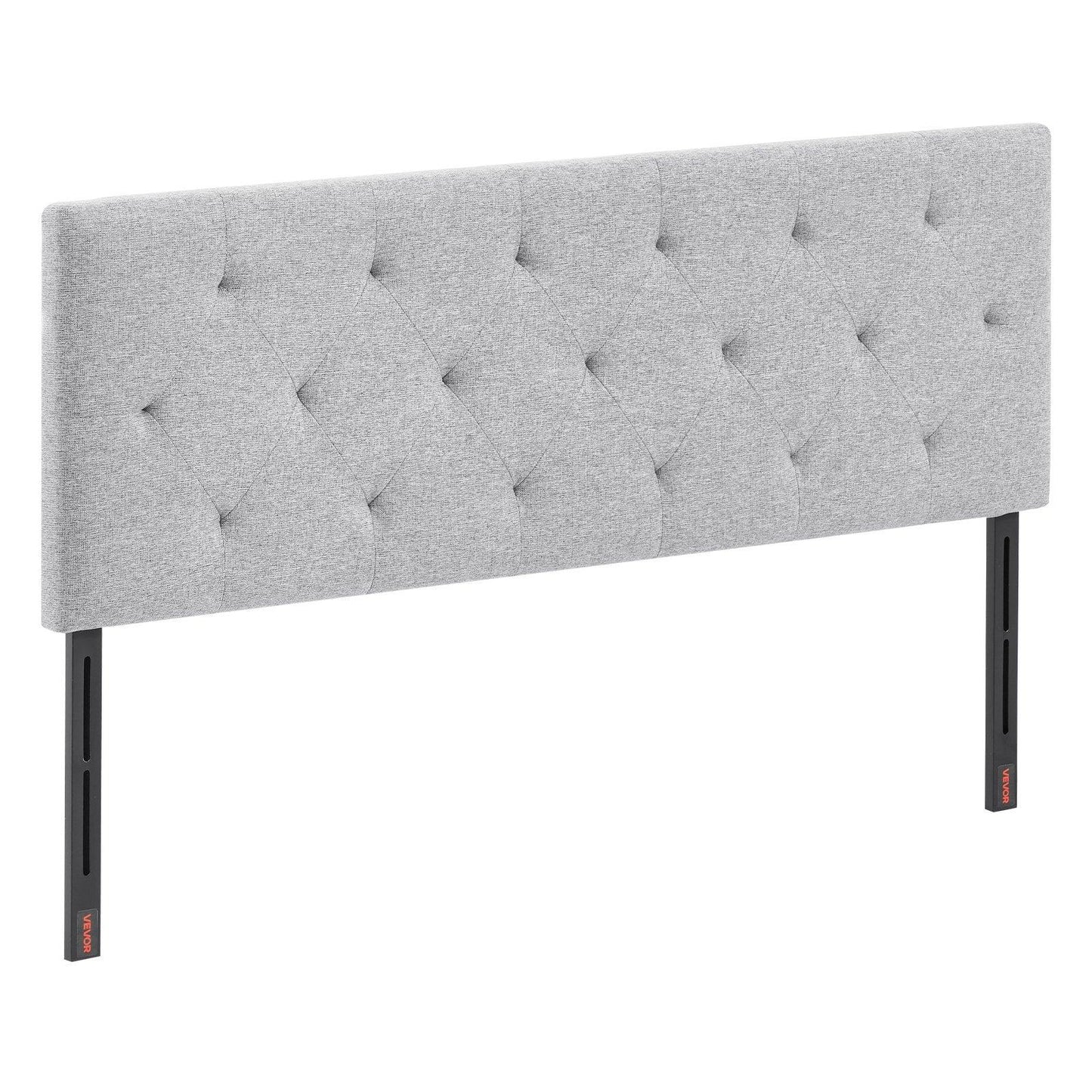 VEVOR Headboard, Full Size Headboard with Adjustable Height, Comfortable Diamond Tufted for Full Size Bed, W 56.3 x H(35.6-47.4)inches, Ideal for Bedroom, Hotel, Homestay, Dormitory, Light Grey - Mekamart Australia